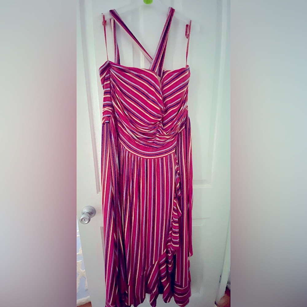 Anthropologie Maeve summer maxi dress. Jersey knit fabric. Straps, sewn on belt.